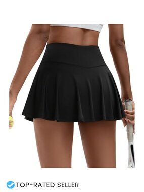 Pleated Tennis Skirt with Pockets High Waisted Skort Built-in Shorts